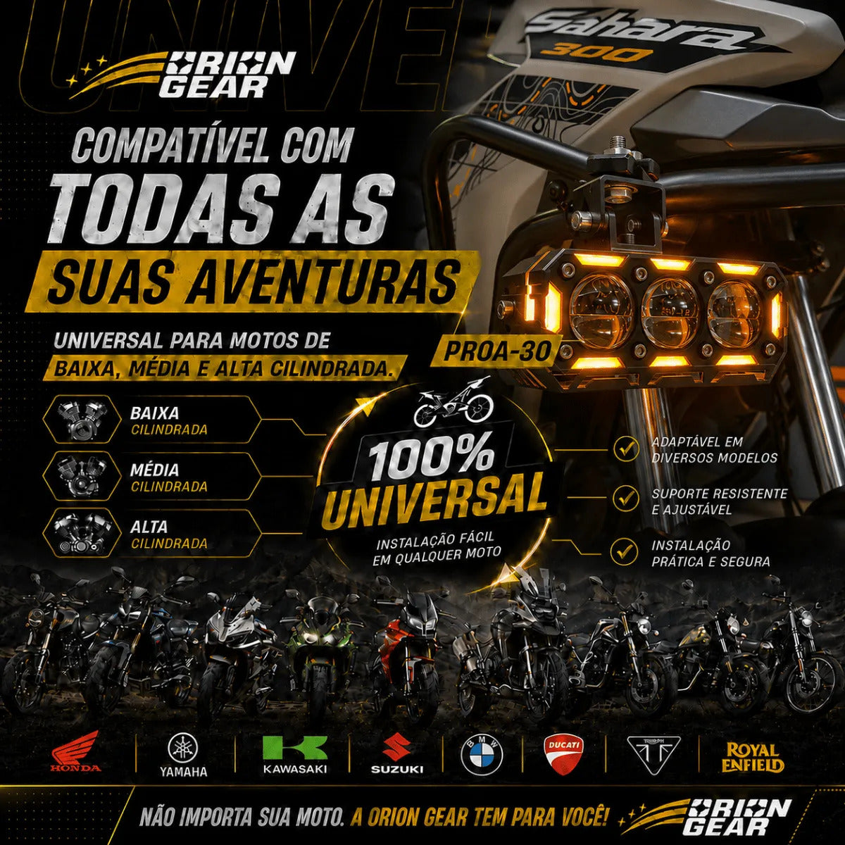 Par Farol De Milha Para Moto Led Auxiliar Neblina Universal