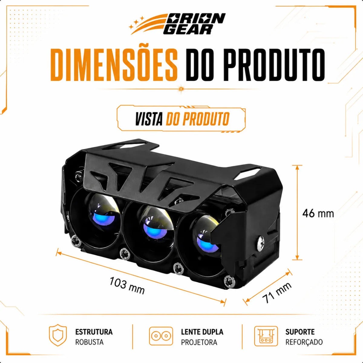 Par Farol De Milha Auxiliar Para Moto Led Neblina 90w 8000lm