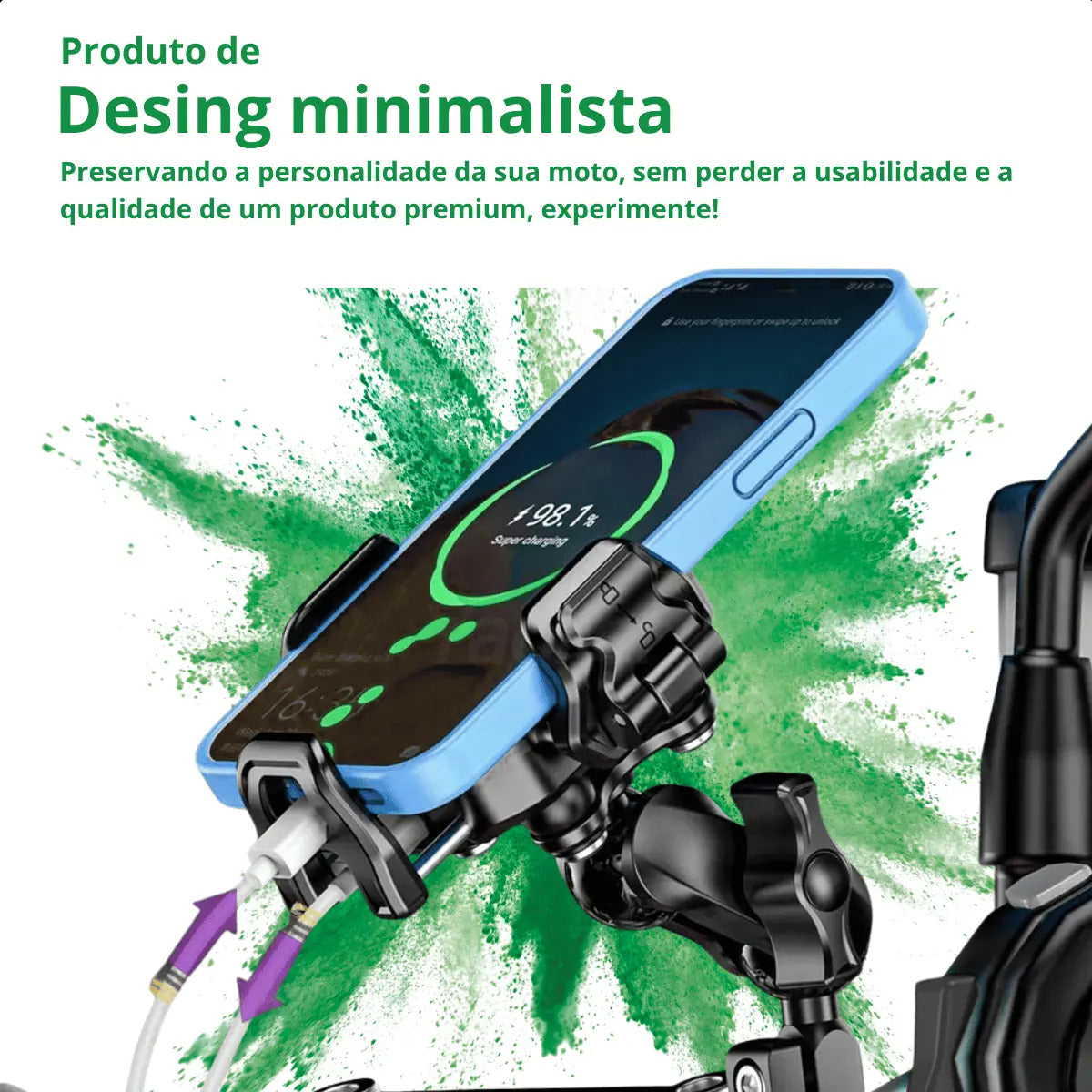 Suporte Celular Com Carregador De Moto Universal Antifurto