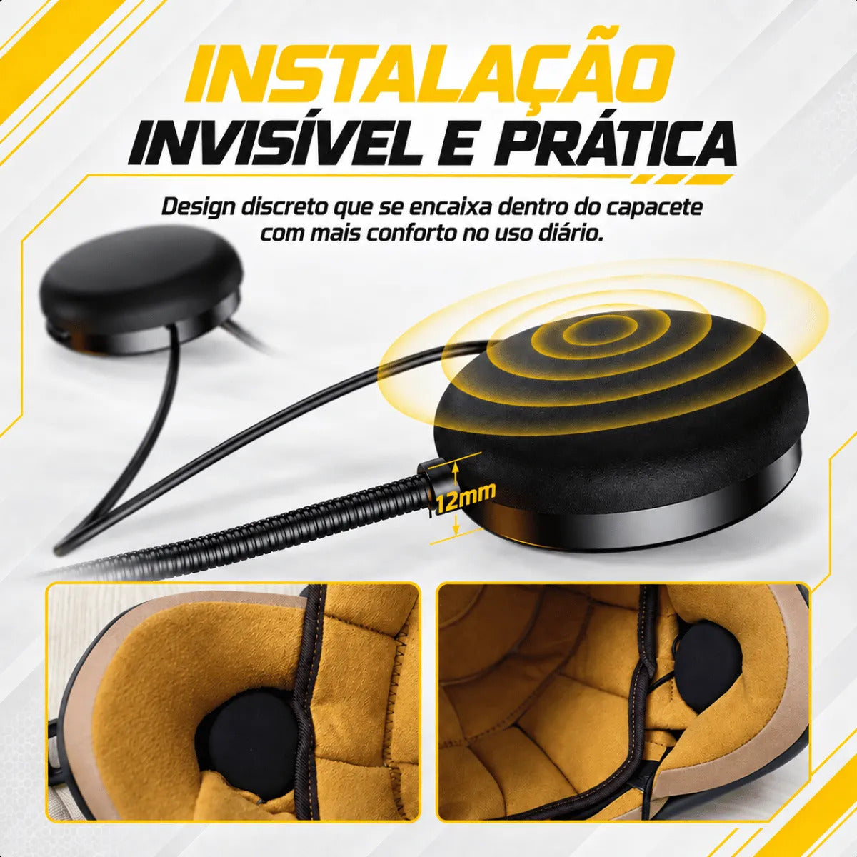 Fone De Ouvido Capacete Moto Bluetooth Sem Fio 5.3 Headset