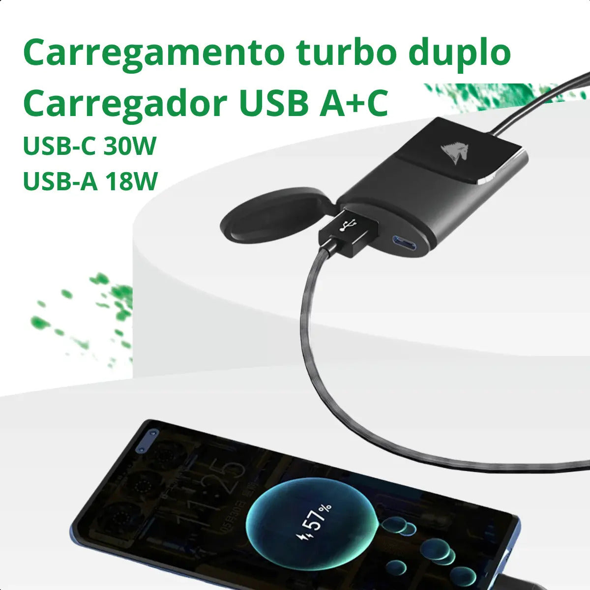 Carregador Celular Moto Usb Tipo C 12v Prova D'água Aurora