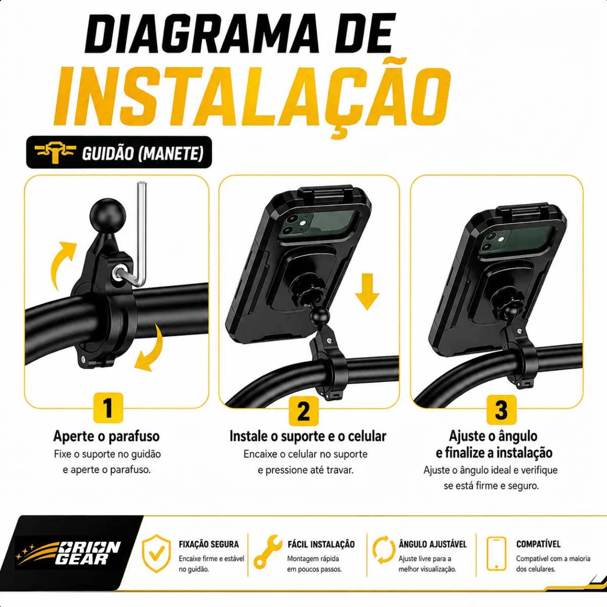 Suporte Celular Prova D'água Para Moto Motocicleta Universal