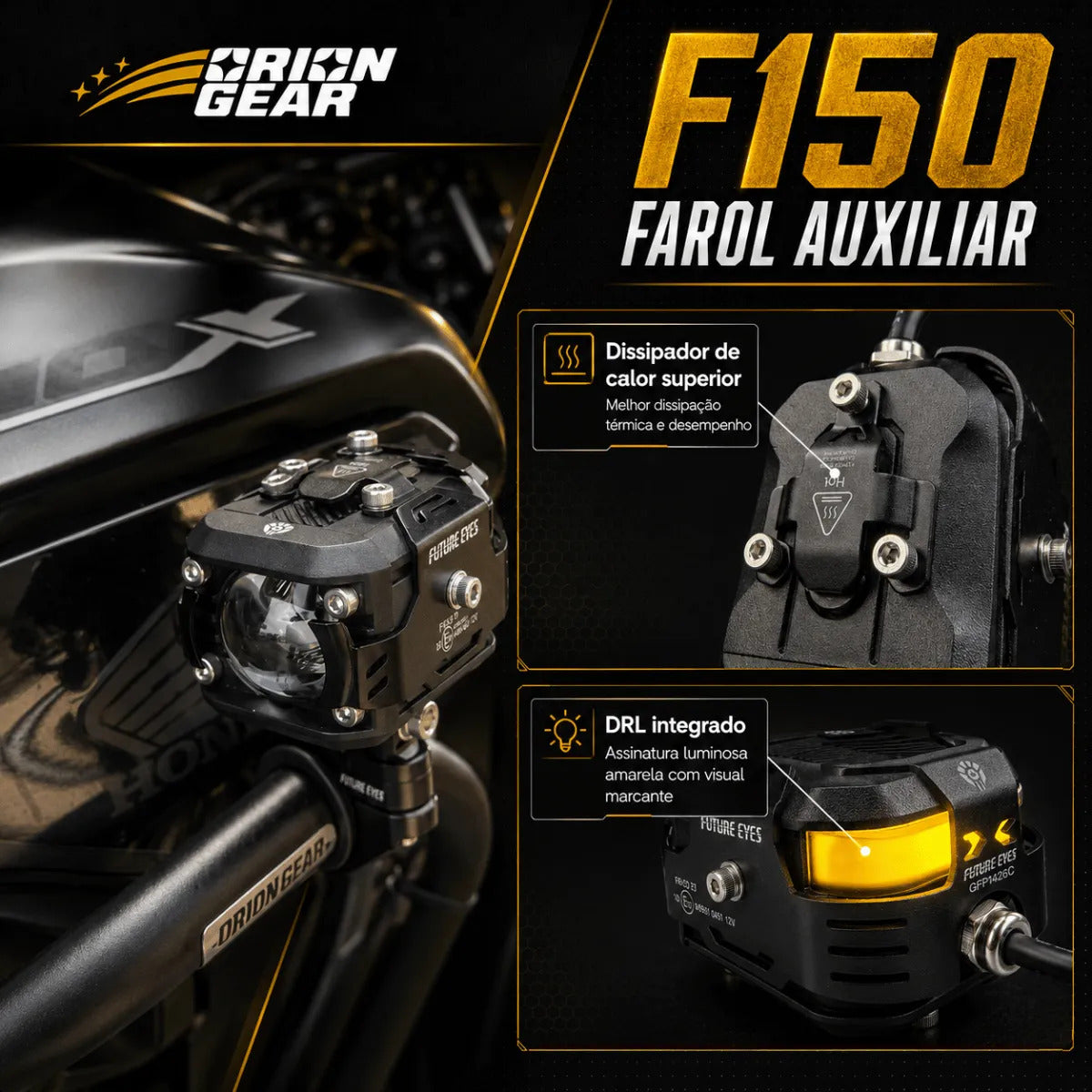 Par Farol Milha Moto Lâmpada Led Auxiliar Duas Cores Aurora