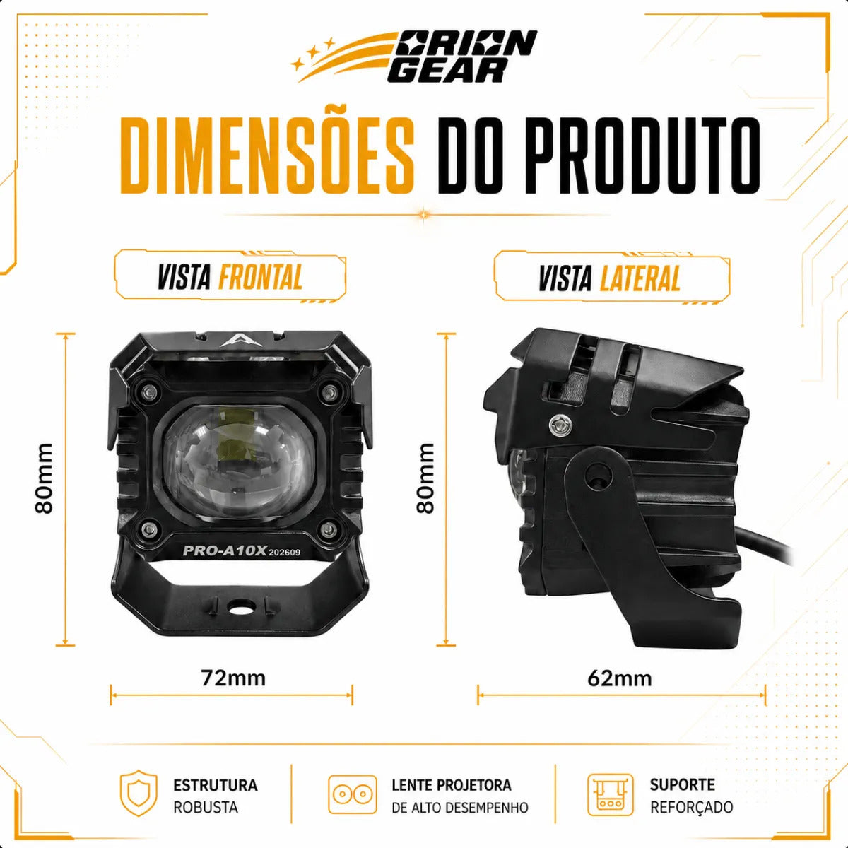 Par Farol Led Auxiliar Moto 60w Bicolor Ip67 6000lm Neblina