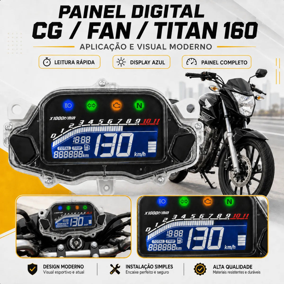 Painel Digital Blackout Honda Cg Fan Titan 160 2015/2022