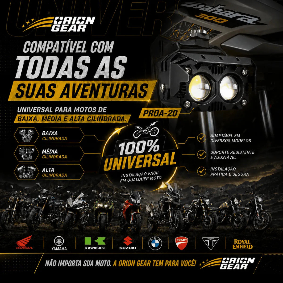 Par Farol De Milha Auxiliar Para Moto Led Neblina 60w 8000lm