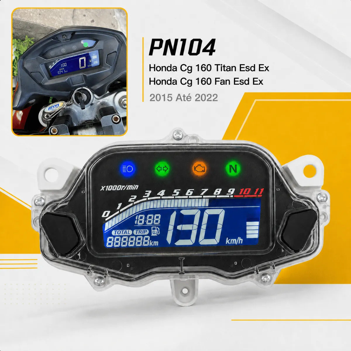 Painel Digital Blackout Honda Cg Fan Titan 160 2015/2022
