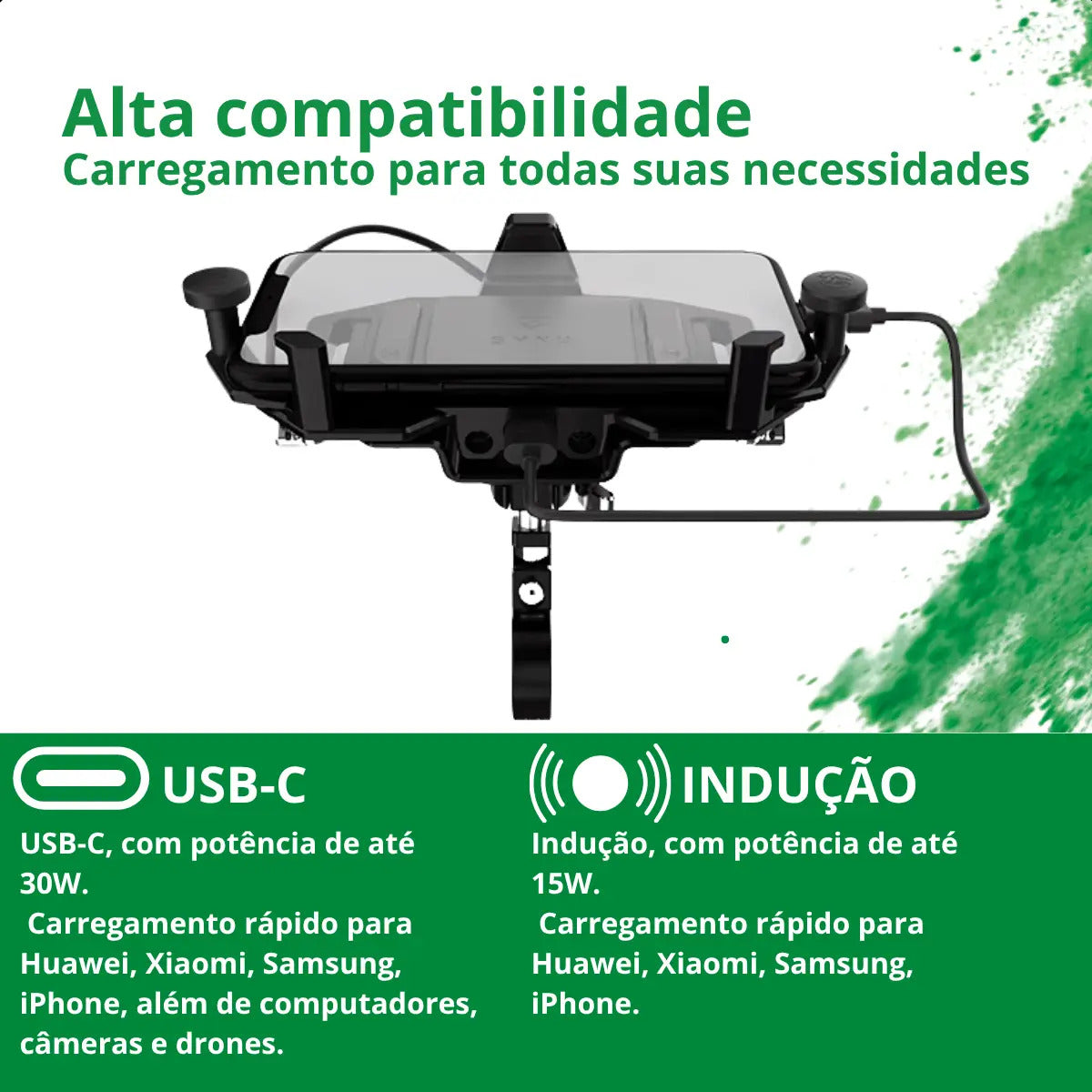 Suporte De Celular Para Moto Com Carregador Universal Usb C
