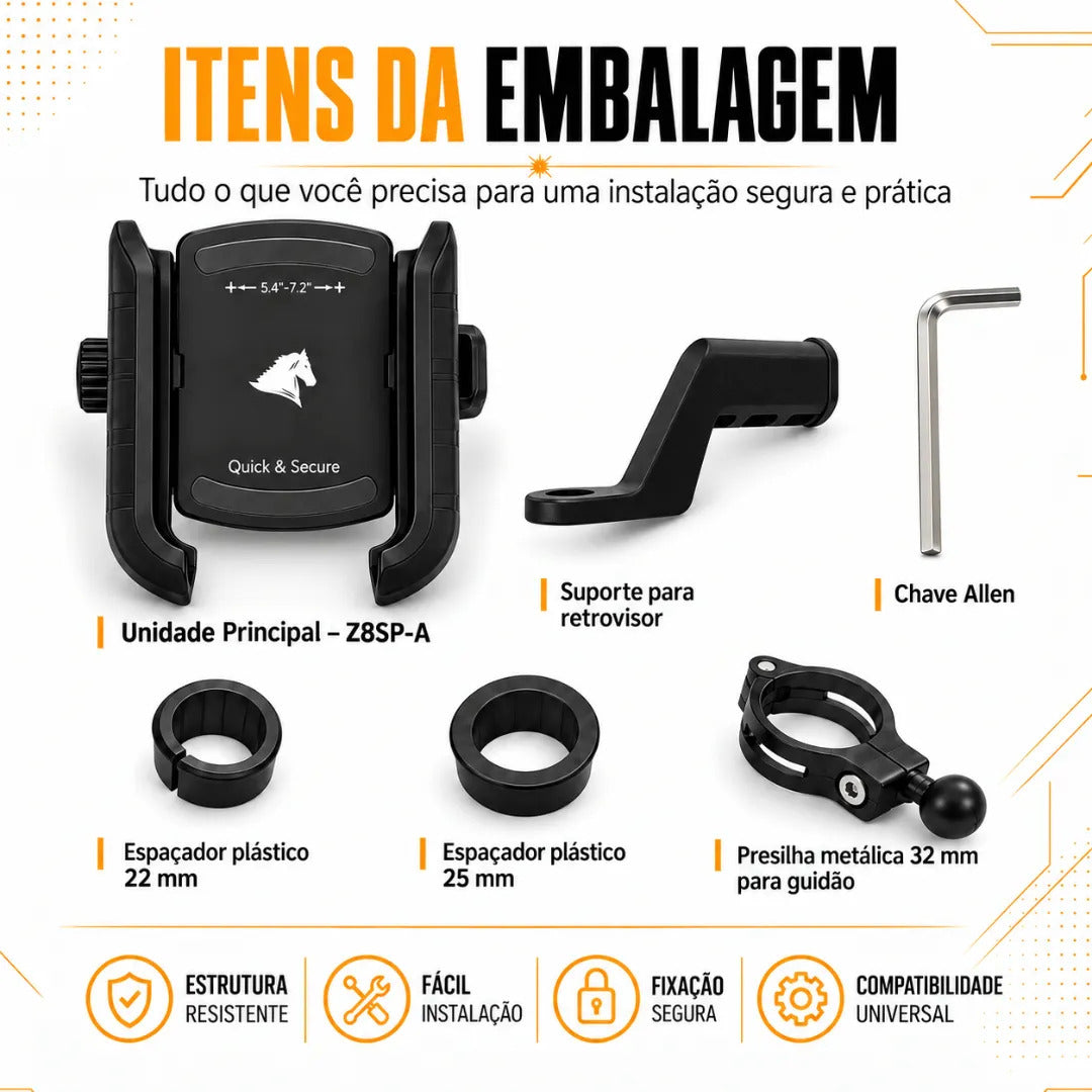 Suporte De Celular Aurora Para Moto Universal Antifurto