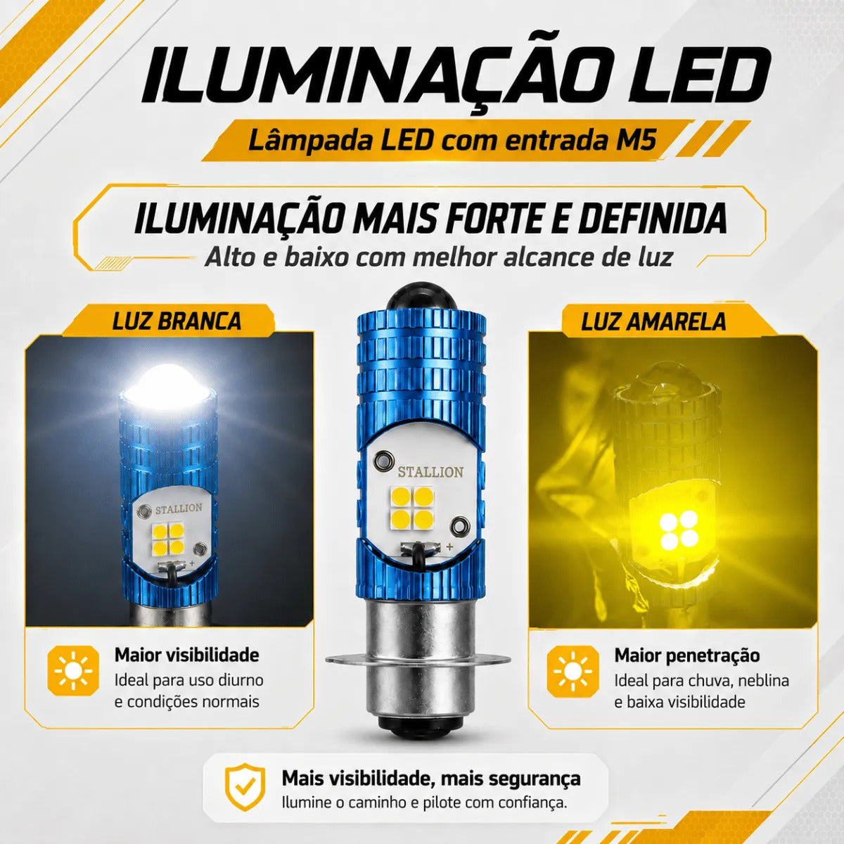 Lâmpada Farol Led M5 Alto E Baixo Moto Honda Pop 100 Biz 125