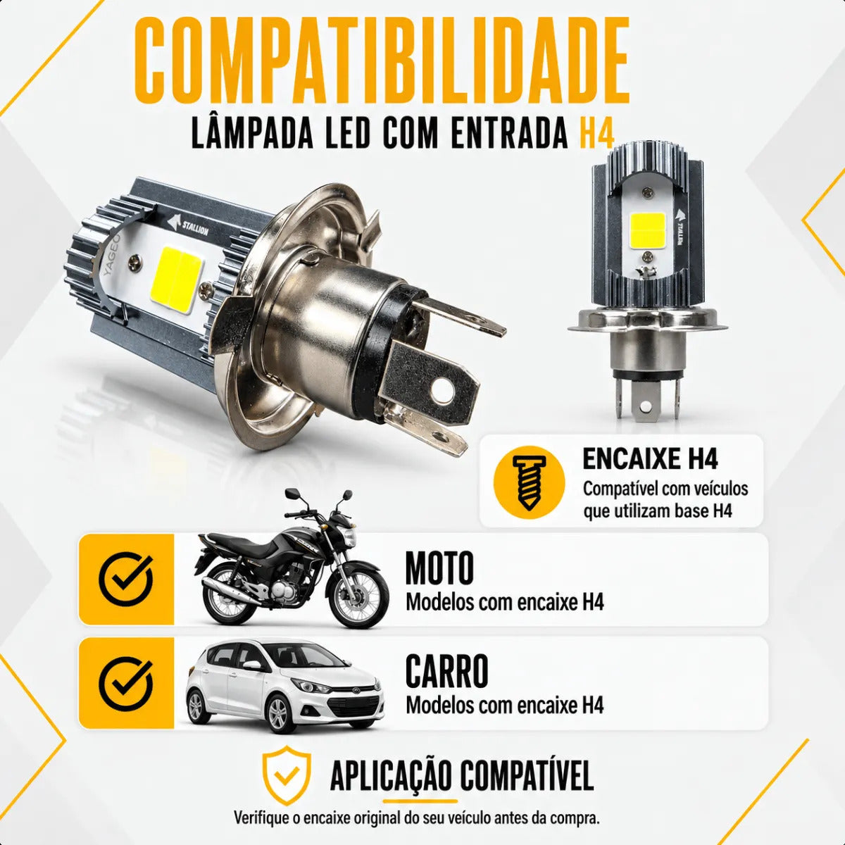 Lâmpada Led Farol H4 Moto Carro Alto E Baixo 6500k 1600 Lm
