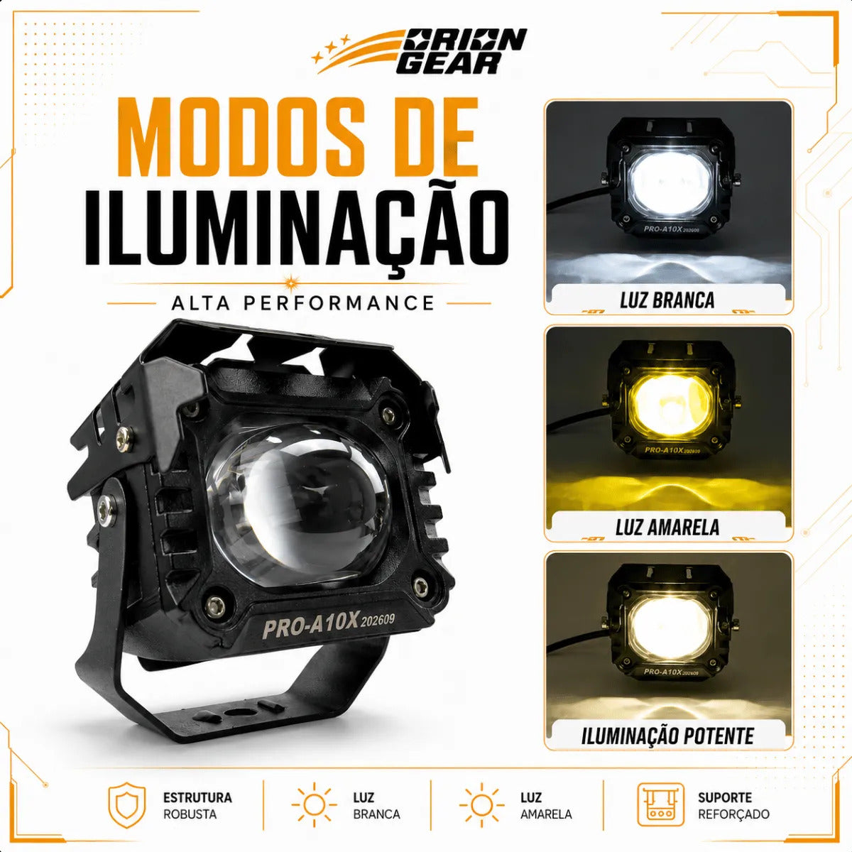 Par Farol Led Auxiliar Moto 60w Bicolor Ip67 6000lm Neblina