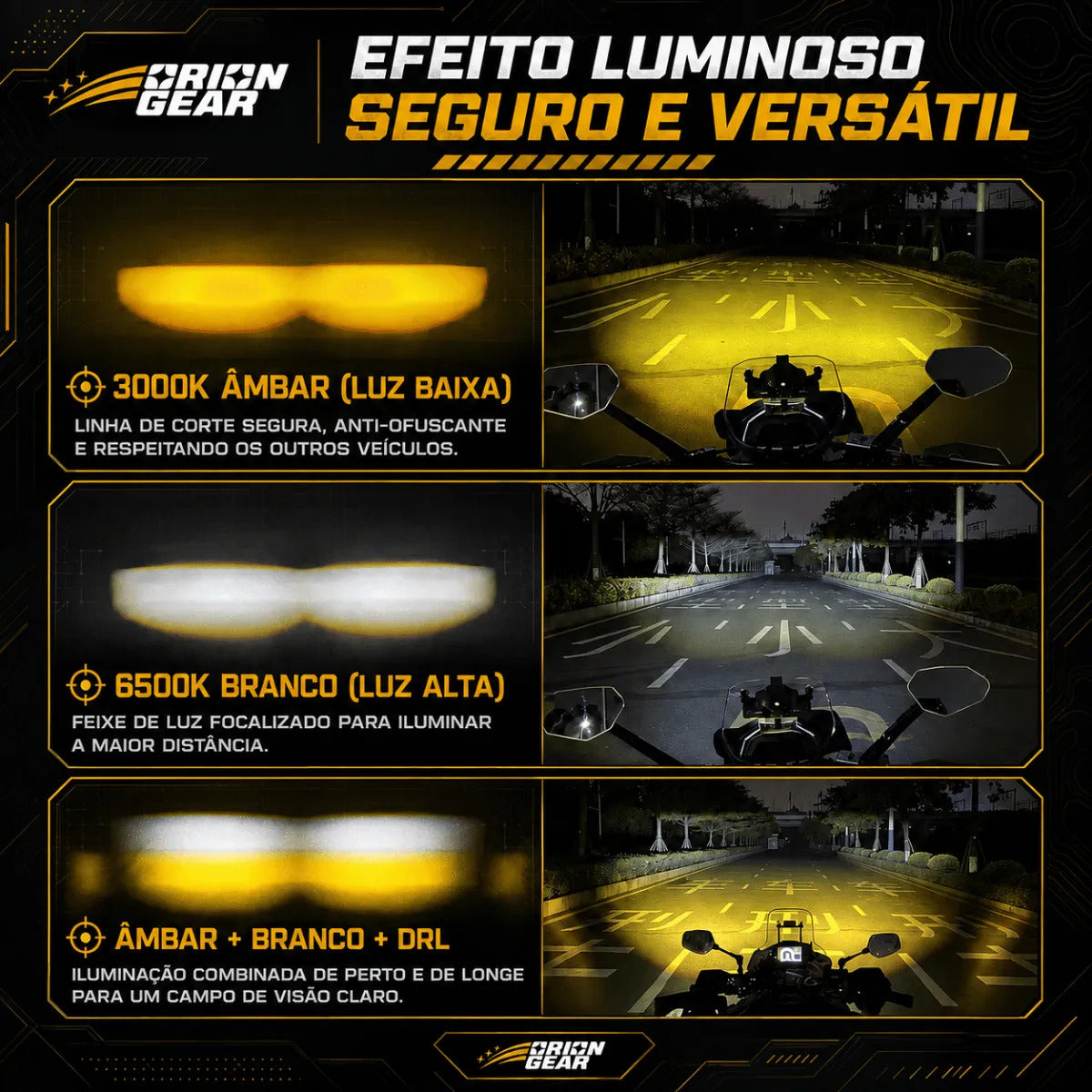Par Farol Milha Moto Lâmpada Led Auxiliar Duas Cores Aurora
