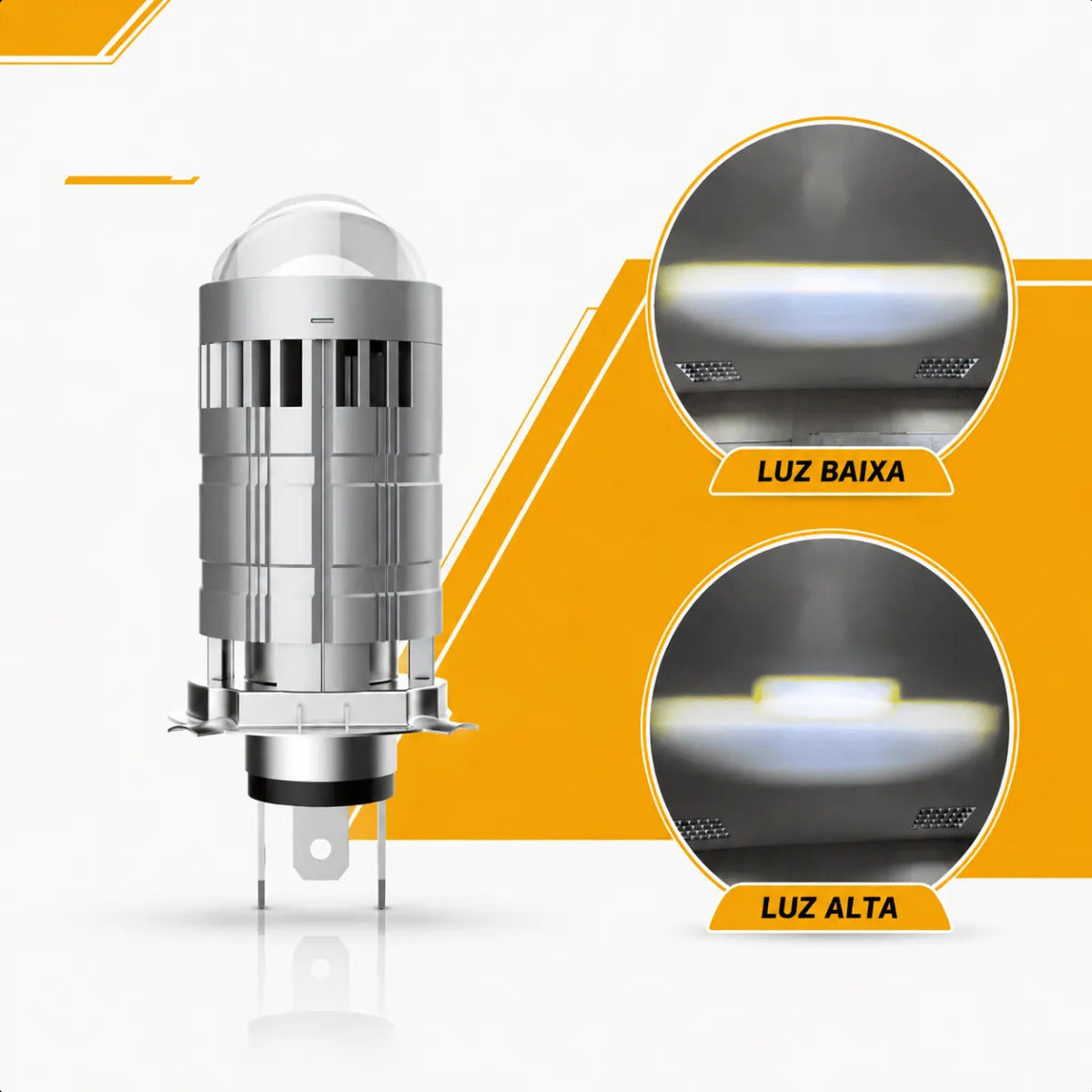 Lâmpada De Led Farol Automotivo Carro Moto H4 Canhão 4000l