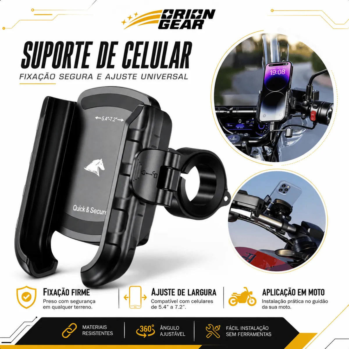 Suporte Para Celular Com Carregador De Moto Antifurto Usb