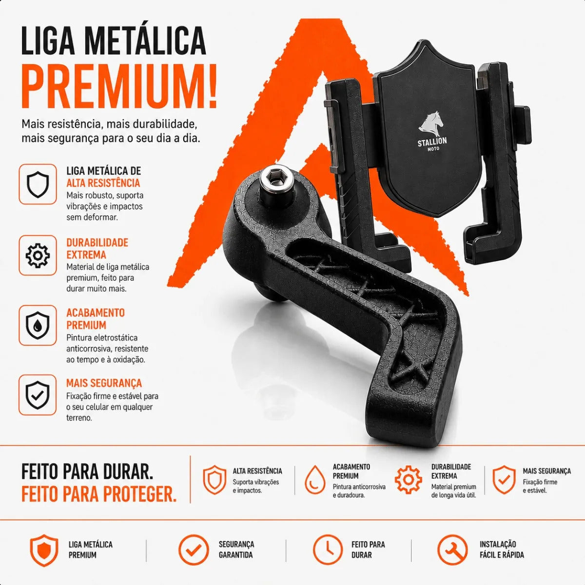 Suporte Celular Moto Retrovisor Universal A Prova Dagua 360°