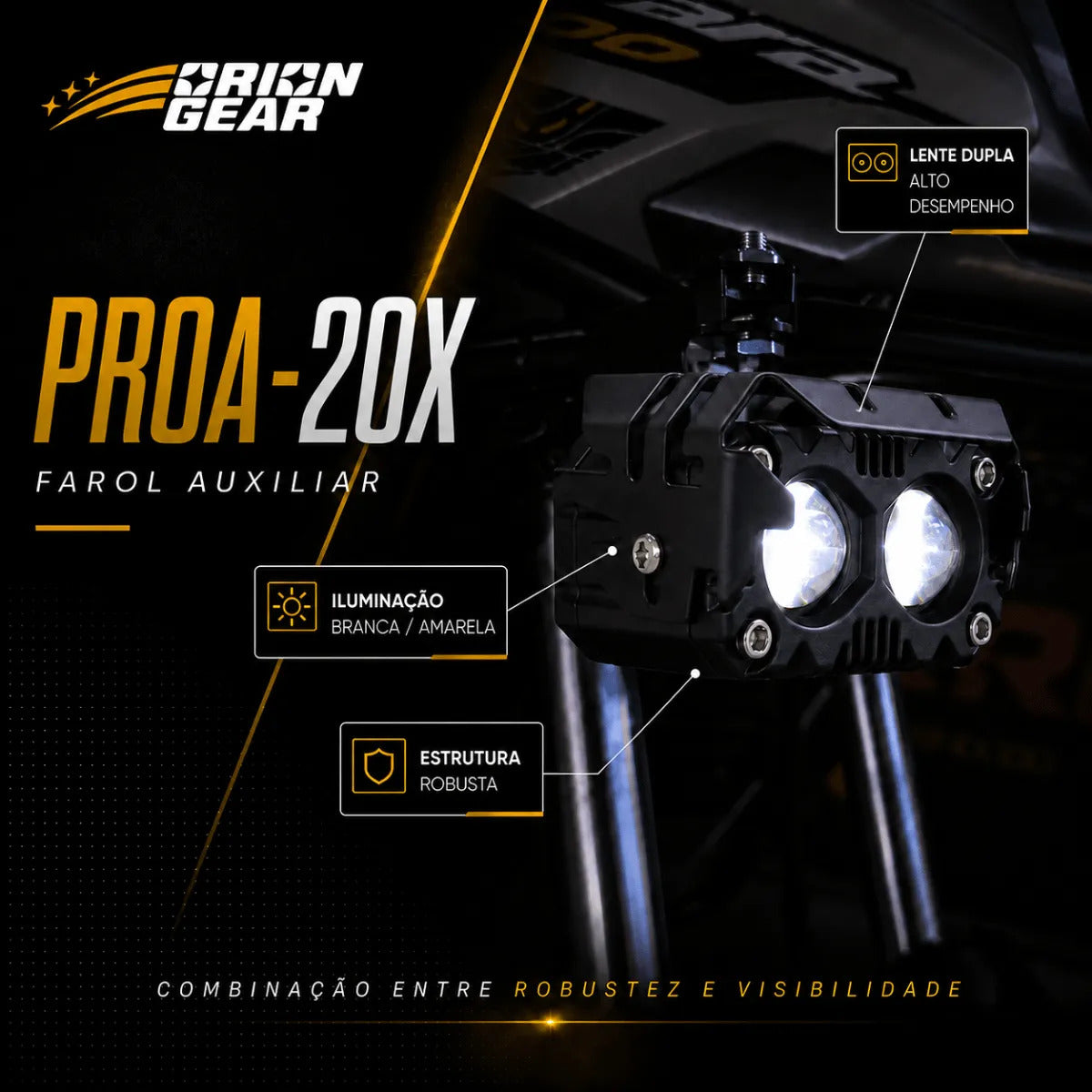 Par Farol De Milha Auxiliar Para Moto Led Neblina 60w 8000lm