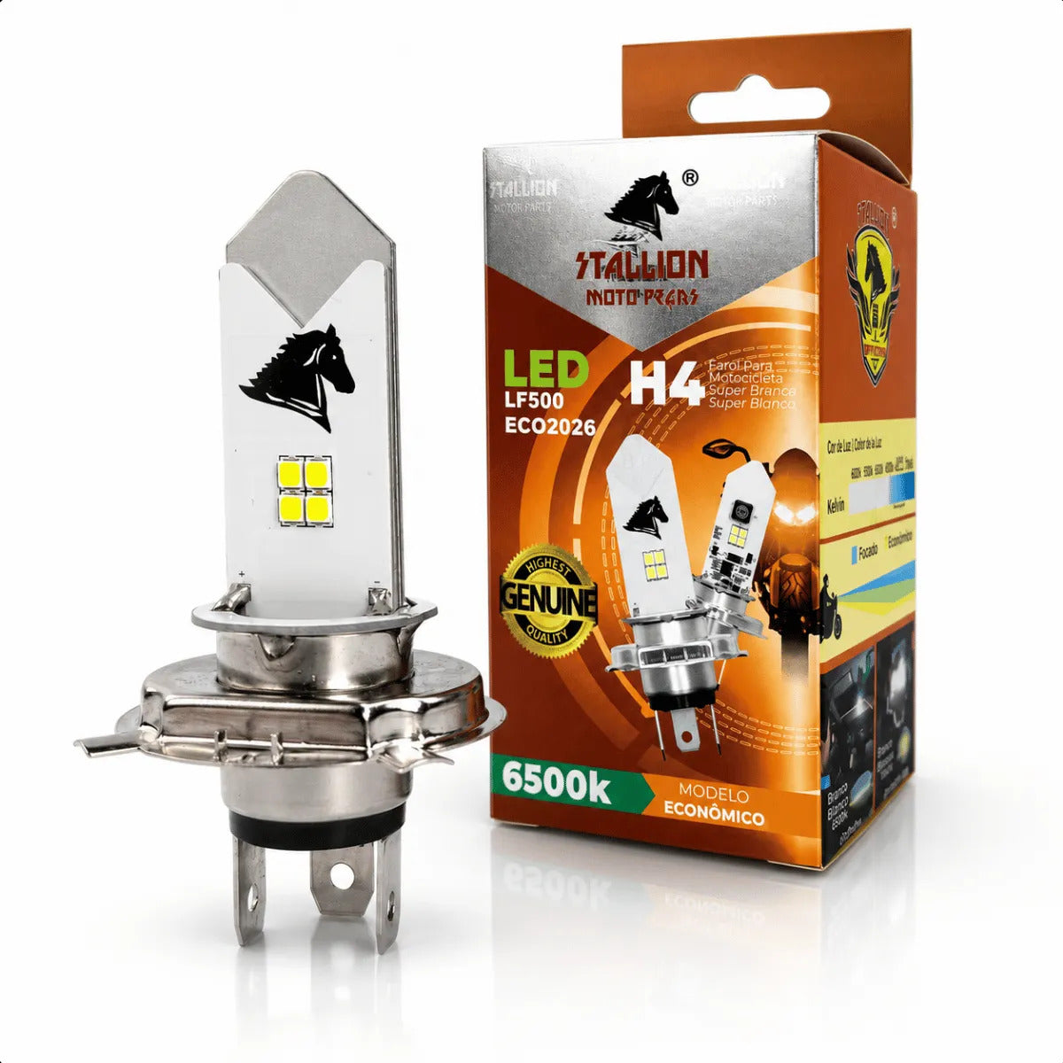 Lâmpada De Led H4 Moto Farol Super Branca Alto E Baixo 6500k