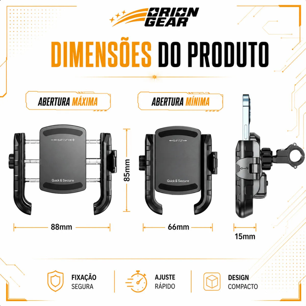 Suporte Para Celular Com Carregador De Moto Antifurto Usb