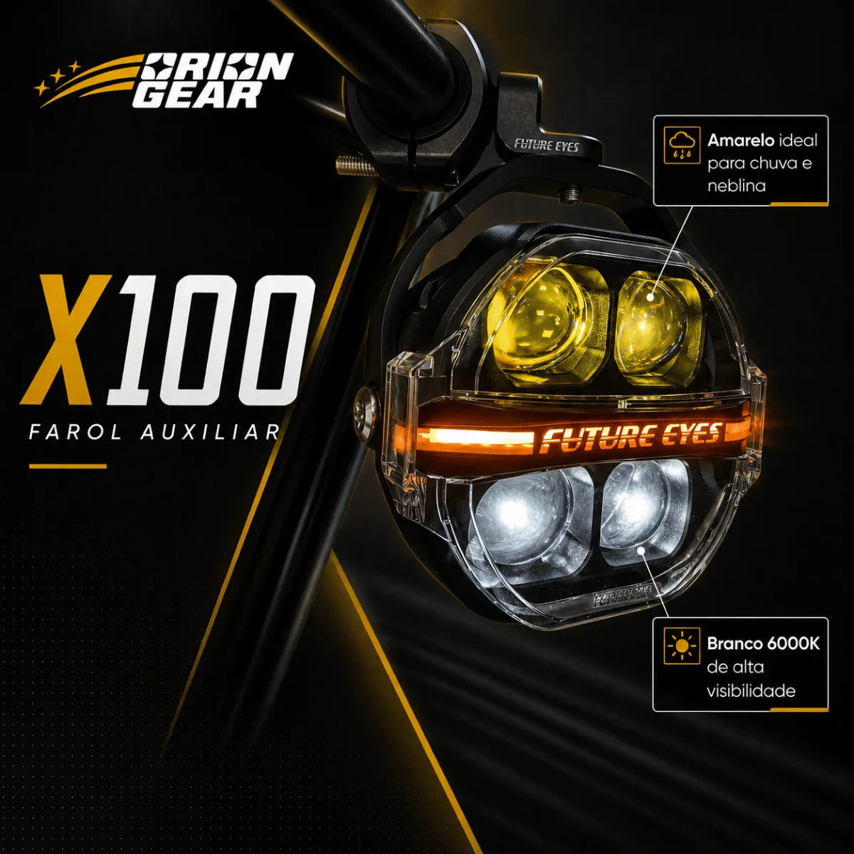 Par Farol De Milha Moto Led Auxiliar Neblina 180w Strobo