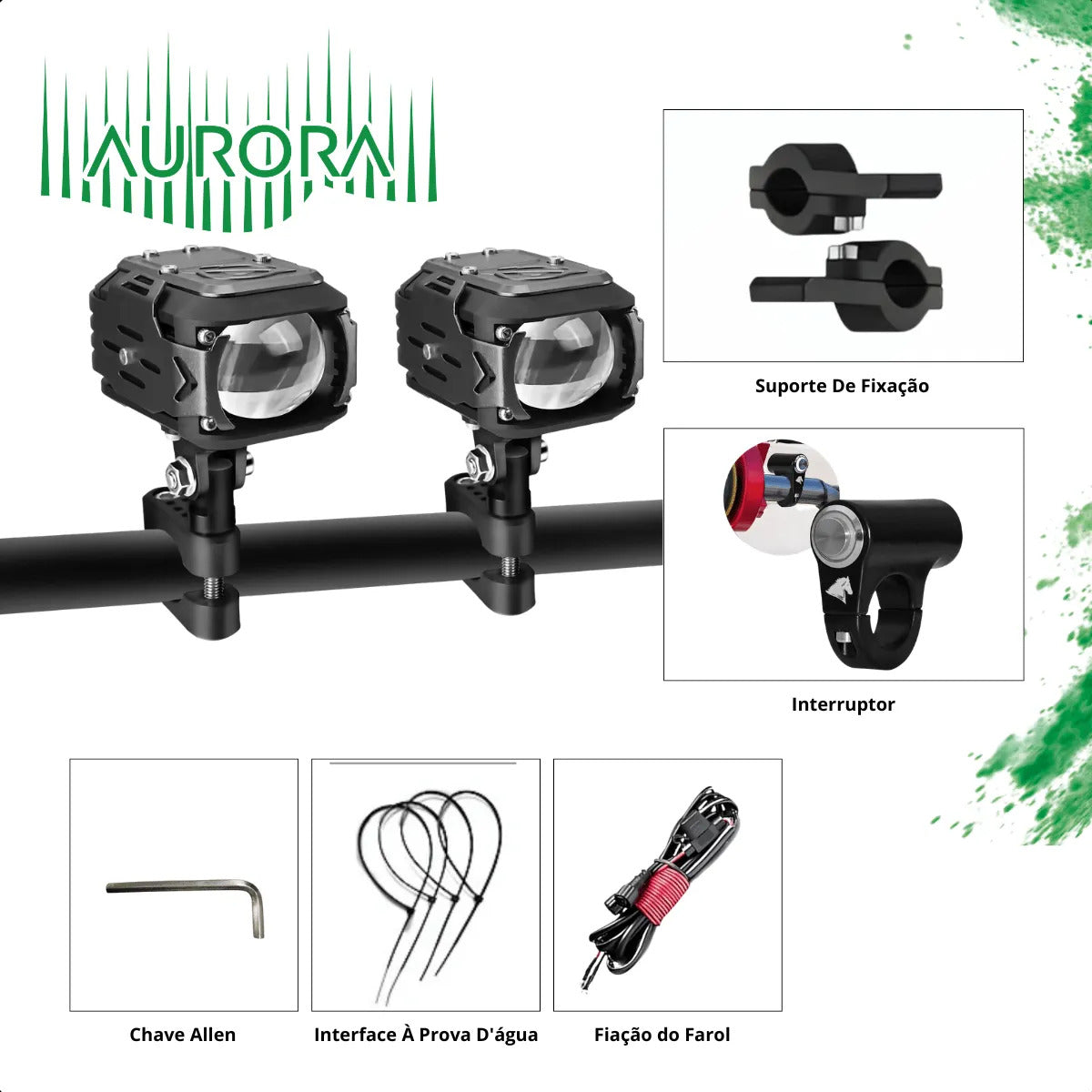 Par Farol De Milha Para Motocicleta Led Auxiliar Neblina 60w
