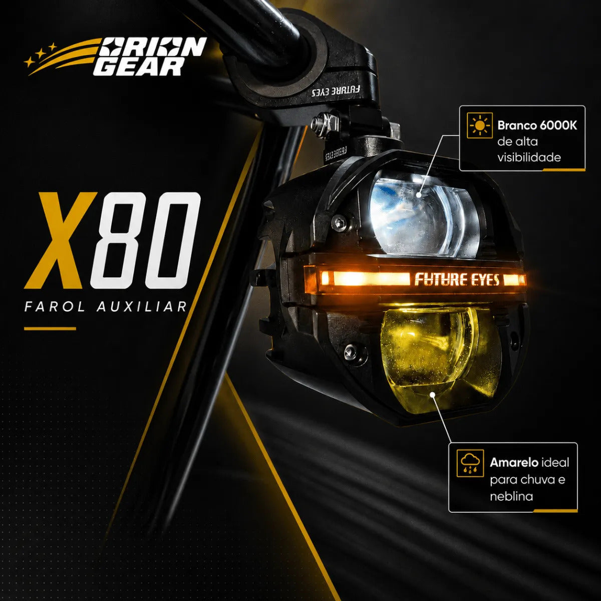 Par Farol De Milha Para Moto Led Auxiliar Neblina 120w X80