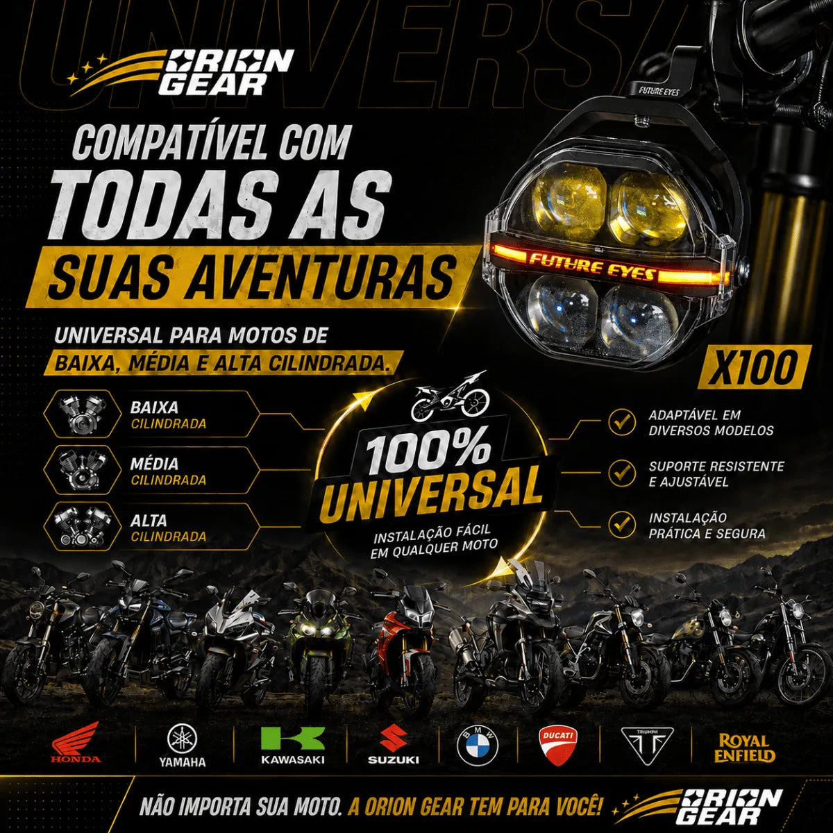 Par Farol De Milha Moto Led Auxiliar Neblina 180w Strobo