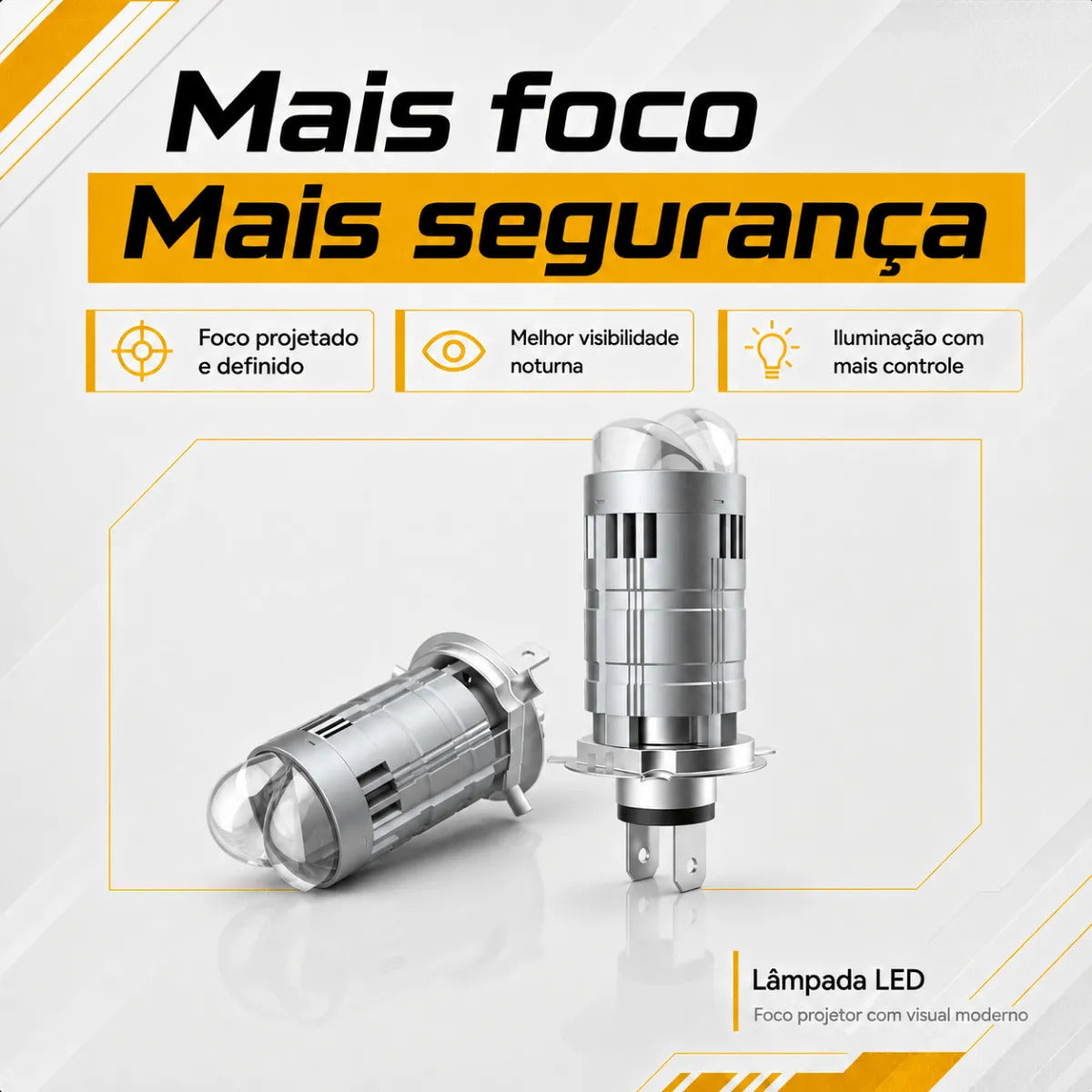 Lâmpada De Led Farol Automotivo Carro Moto H4 Canhão 4000l